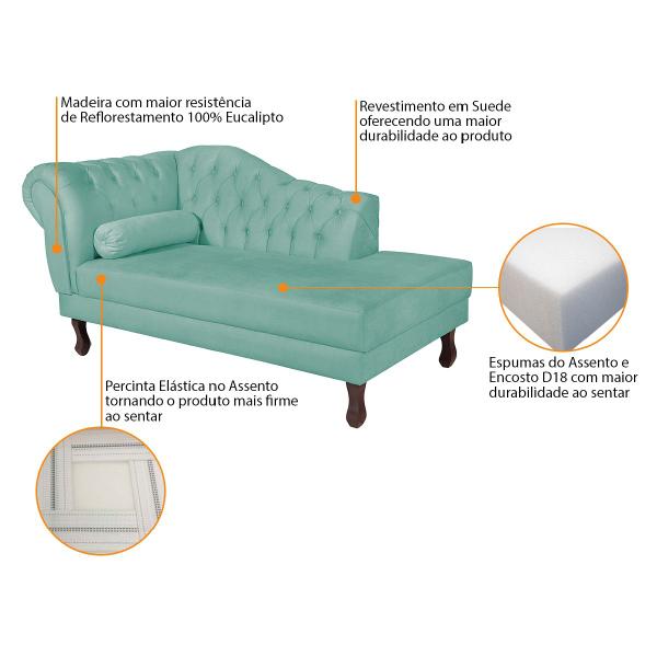 Imagem de Recamier Diana 160cm Lado Direito Suede Azul Tiffany - ADJ Decor