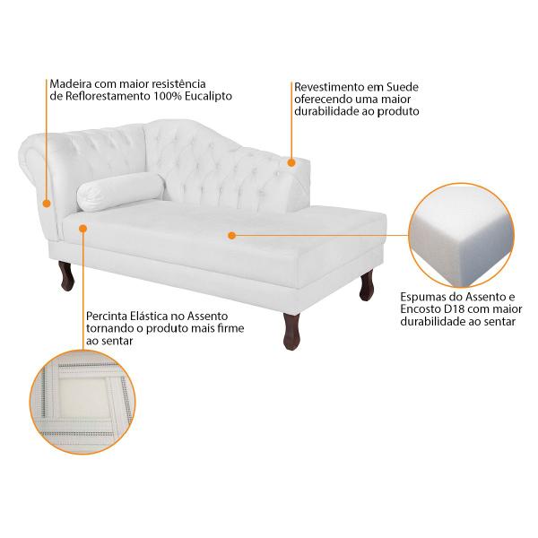 Imagem de Recamier Diana 160cm Lado Direito Suede Branco - ADJ Decor