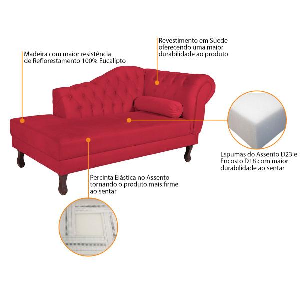 Imagem de Recamier Diana 185cm Lado Esquerdo Suede Vermelho - ADJ Decor