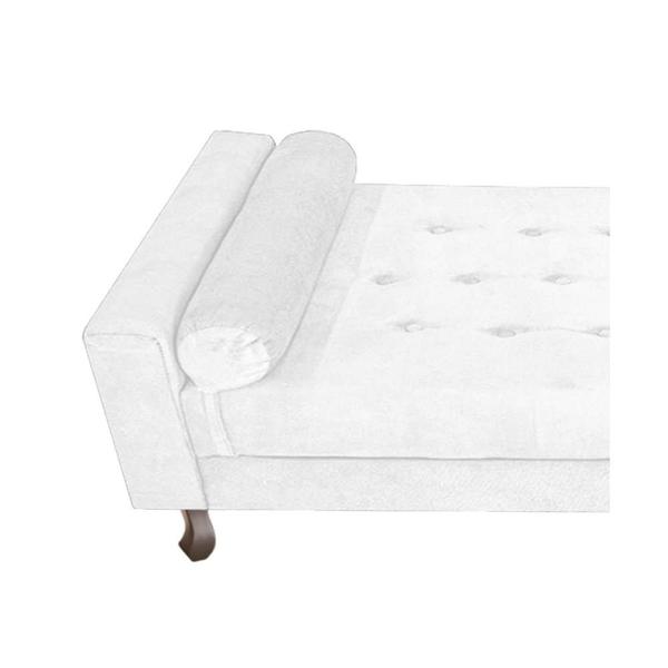 Imagem de Recamier Divã Baú 160 cm Estofado Luiz XV Sofá 2 Lugares Suede Branco Para Sala de Estar Consultório Quarto Recepção Escritório