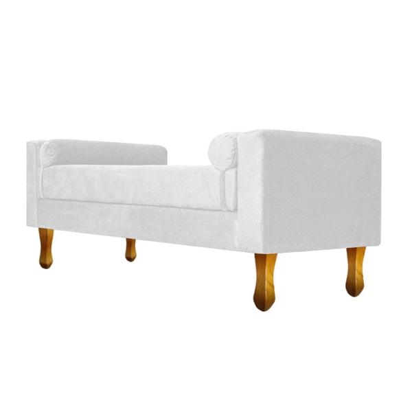 Imagem de Recamier Divã Baú Félix 120 cm Estofado Luiz XV Sofá Suede Branco Para Sala de Estar Consultório Quarto Recepção Escritório - AM Decor