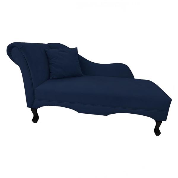 Imagem de Recamier Divã Estofado Direito De Quem Senta Olívia Suede Azul Marinho - INCASA DECOR