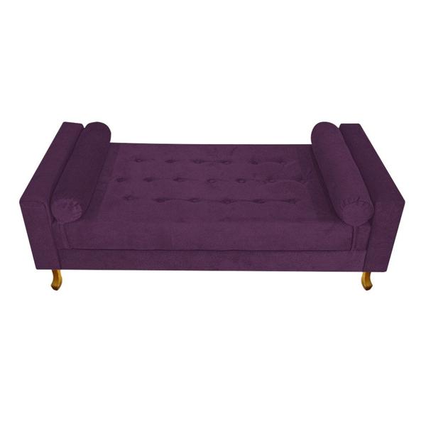 Imagem de Recamier Divã Felix Baú 140 cm Estofado Luiz XV Sofá 2 Lugares Suede Roxo Para Sala de Estar Consultório Quarto Recepção Escritório - AM Decor