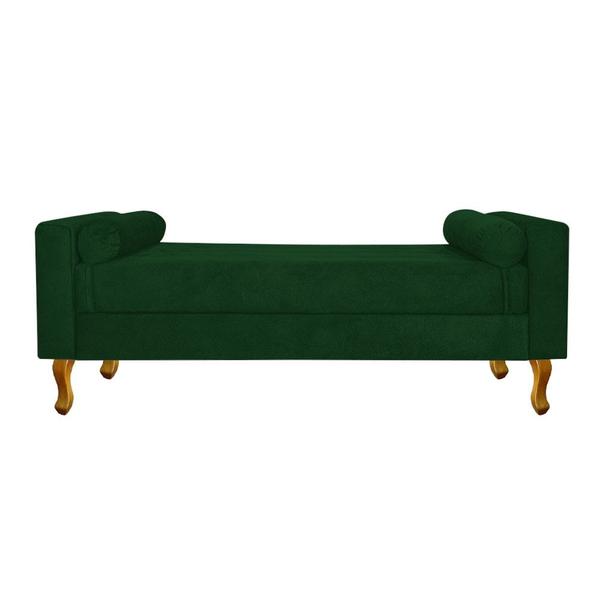 Imagem de Recamier Divã Felix Baú 140 cm Estofado Luiz XV Sofá 2 Lugares Suede Verde Para Sala de Estar Consultório Quarto Recepção Escritório - AM Decor