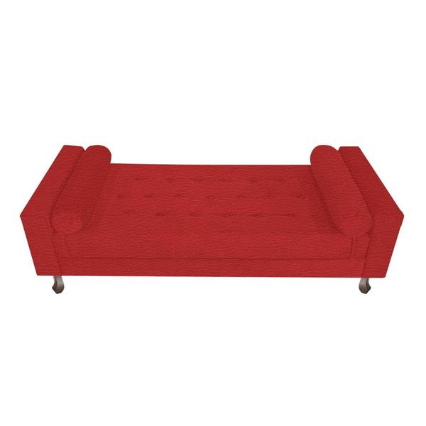 Imagem de Recamier Divã Felix Baú 160 cm Estofado Luiz XV Sofá 2 Lugares Sintético Vermelho Para Sala de Estar Consultório Quarto Recepção Escritório - AM Decor