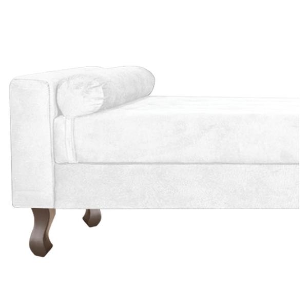 Imagem de Recamier Divã Felix Baú 195 cm Estofado Luiz XV Sofá 2 Lugares Suede Branco Para Sala de Estar Consultório Quarto Recepção Escritório - AM Decor