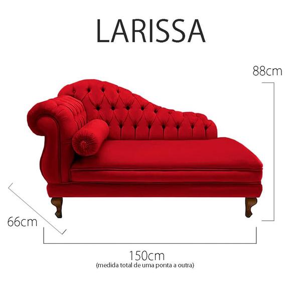 Imagem de Recamier Divã Larissa Esquerdo quem Senta 150cm e 2 Puffs Retrô Suede Vermelho - DL DECOR