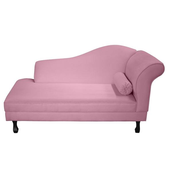 Imagem de Recamier divã larissa liso 160cm lado direito suede rosa