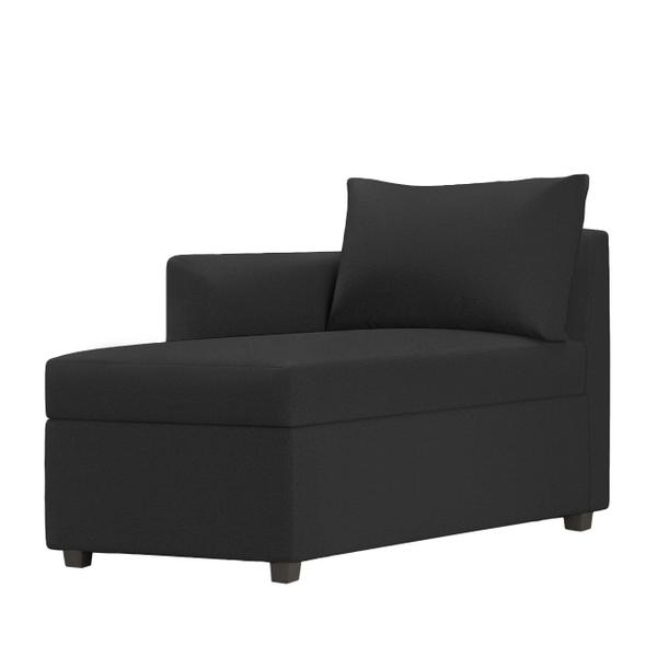 Imagem de Recamier Divã Londres 140cm Suede Preto - Inova Decor