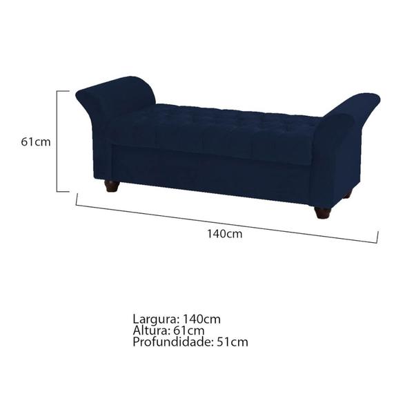 Imagem de Recamier Divã Morabe P04 140 cm Suede Azul Marinho TCA 948 - Amarena Móveis