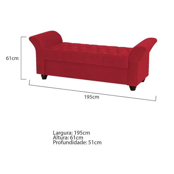 Imagem de Recamier Divã Morabe P04 195 cm Suede  Vermelho TCA 53 - Amarena Móveis