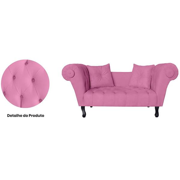 Imagem de Recamier Divã Namoradeira Dubai Capitonê Suede Rosa - DS Estofados