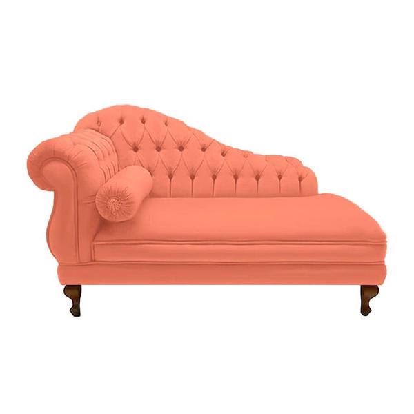 Imagem de Recamier Divã Namoradeira Larissa 150cm Direito de Quem Senta Suede Coral - DL DECOR