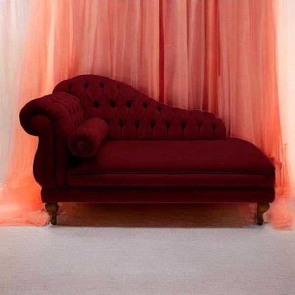 Imagem de Recamier Divã Namoradeira Larissa 150cm Direito de Quem Senta Suede Vermelho Bordô - DL DECOR