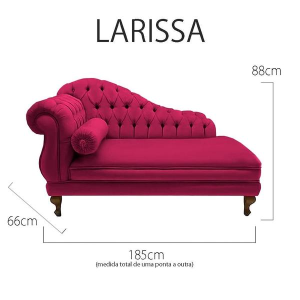 Imagem de Recamier Divã Namoradeira Larissa 185cm Direito de Quem Senta Corano Rosa Pink - DL DECOR