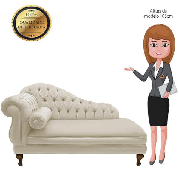 Imagem de Recamier Divã Namoradeira Larissa 185cm Direito de Quem Senta Suede Bege - DL DECOR