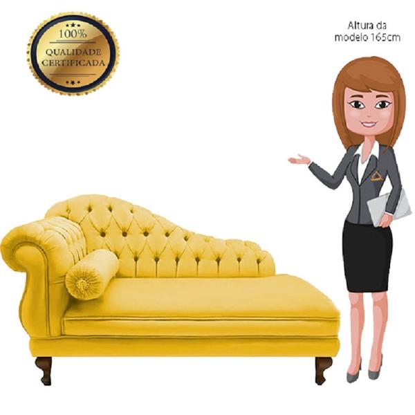 Imagem de Recamier Divã Namoradeira Larissa 185cm Esquerdo de Quem Senta Corano Amarelo - MB DECOR