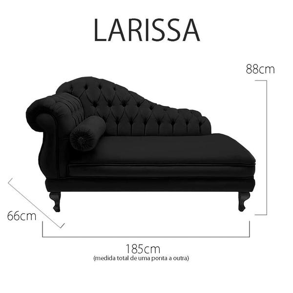 Imagem de Recamier Divã Namoradeira Larissa 185cm Esquerdo de Quem Senta Corano Preto - INCASA DECOR