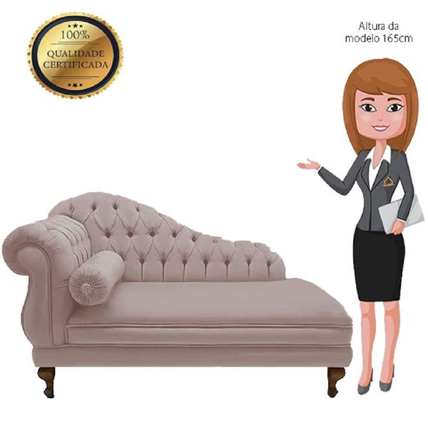 Imagem de Recamier Divã Namoradeira Larissa 185cm Esquerdo de Quem Senta Suede Rose - INCASA DECOR