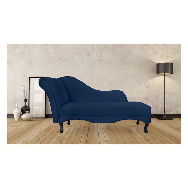 Imagem de Recamier Divã Namoradeira Olivia Suede Azul Marinho Vallisa Decor