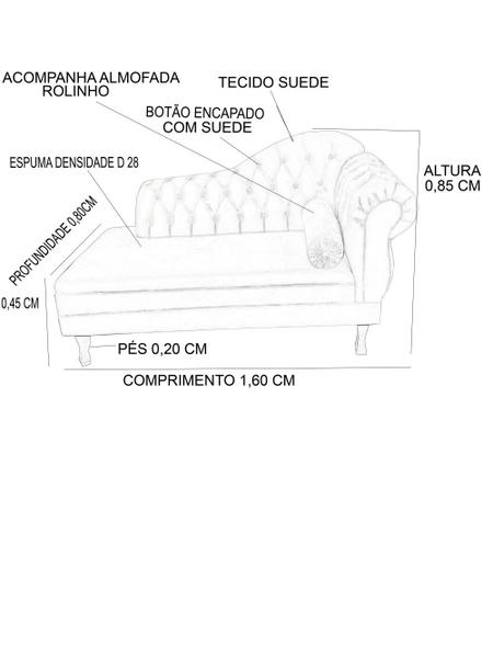 Imagem de Recamier Divã Namoradeira Sofá Psicologia Consultório Lado Direito Suede Rose 1,60 Cm - ANCHAR ESTOFADOS