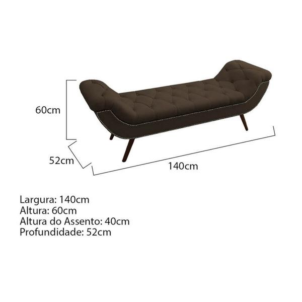 Imagem de Recamier Divã Odessa P04 140 cm Suede Marrom TCA 942 - Amarena Móveis