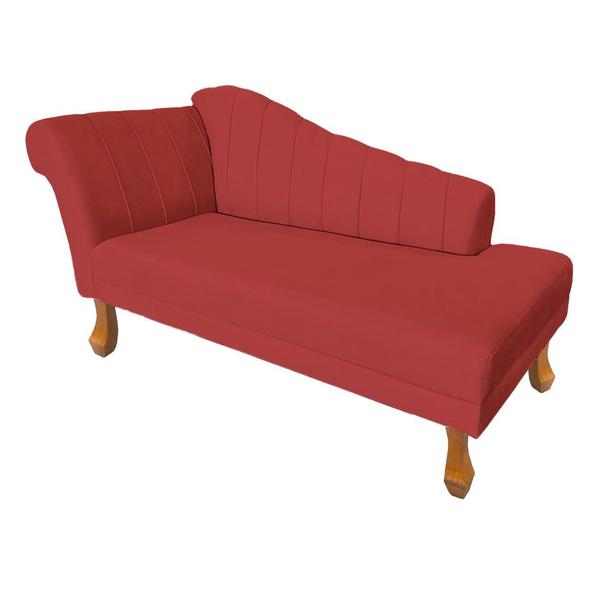 Imagem de Recamier Divã Para Sala Cecilia Pés Retro Castanho 1.60cm Corano Vermelho -  INCASA DECOR