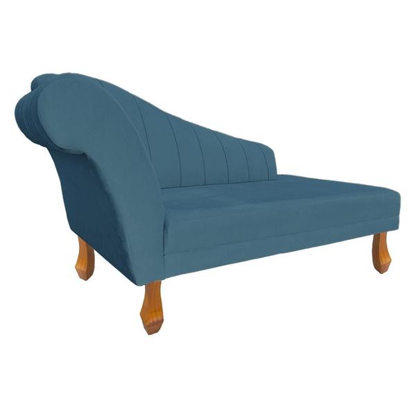 Imagem de Recamier Divã Para Sala Cecilia Pés Retro Castanho 1.60cm Suede Azul Royal -  INCASA DECOR