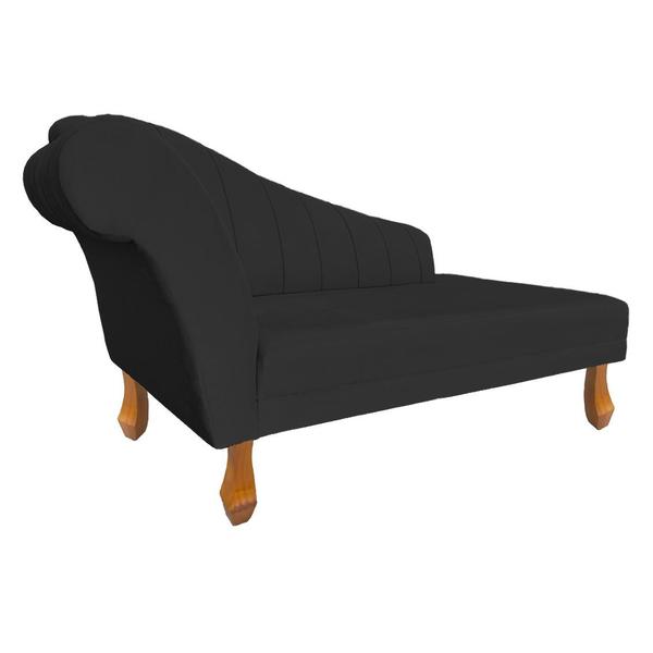 Imagem de Recamier Divã Para Sala Cecilia Pés Retro Castanho 1.60cm Suede Preto -  INCASA DECOR