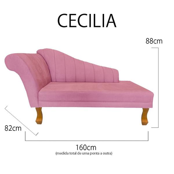 Imagem de Recamier Divã Para Sala Cecilia Pés Retro Castanho 1.60cm Suede Rosa Barbie -  INCASA DECOR