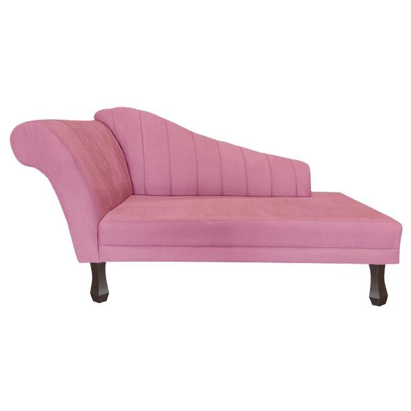 Imagem de Recamier Divã Para Sala Cecilia Pés Retro Tabaco 1.60cm Suede Rosa Barbie -  INCASA DECOR