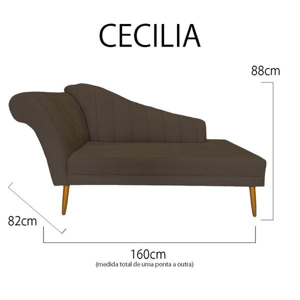 Imagem de Recamier Divã Pés Palito Para Sala Cecilia 1.60cm Corano Marrom -  INCASA DECOR