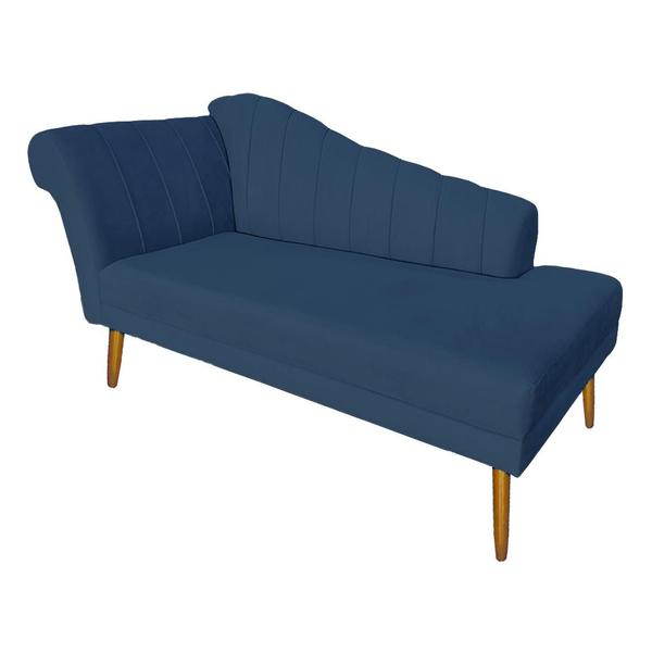 Imagem de Recamier Divã Pés Palito Para Sala Cecilia 1.60cm Suede Azul Marinho -  INCASA DECOR