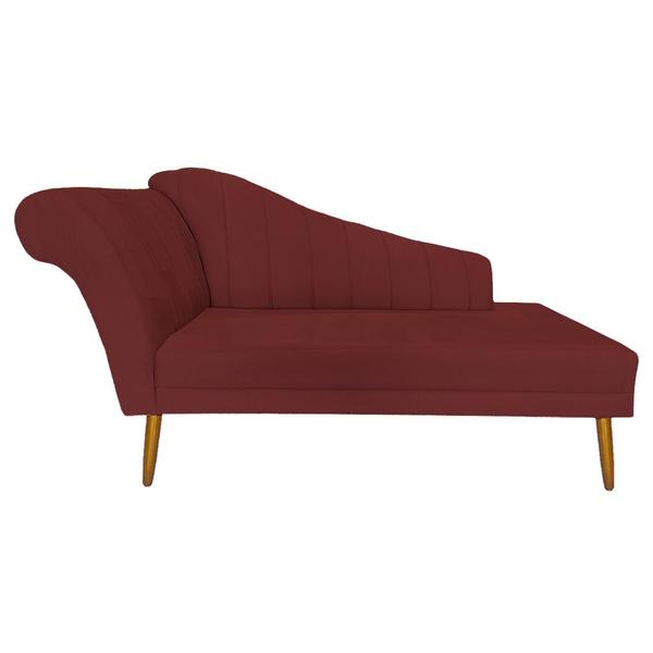 Imagem de Recamier Divã Pés Palito Para Sala Cecilia 1.60cm Suede Vermelho Bordo -  INCASA DECOR