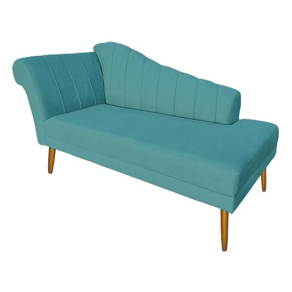 Imagem de Recamier Divã Pés Palito Para Sala Cecilia 1.60cm Veludo Azul Turquesa -  INCASA DECOR