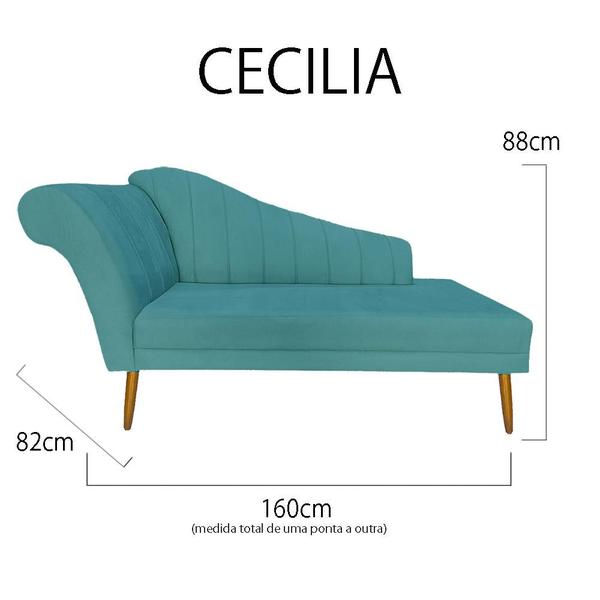 Imagem de Recamier Divã Pés Palito Para Sala Cecilia 1.60cm Veludo Azul Turquesa -  INCASA DECOR