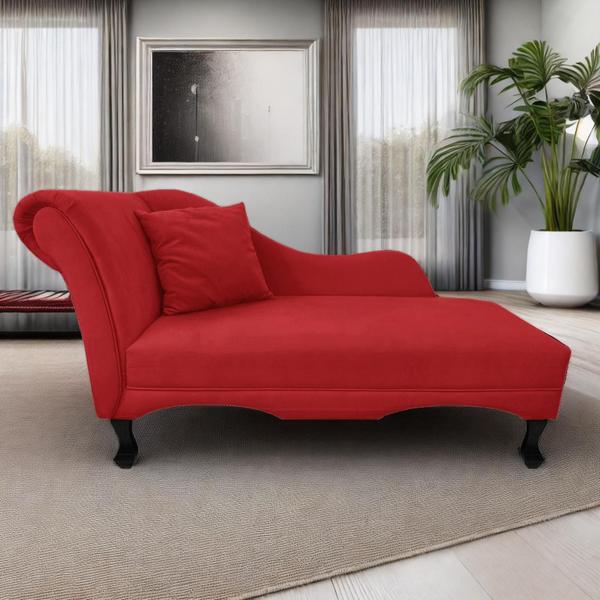 Imagem de Recamier Divã Sofá Estofado Direito De Quem Senta Olivia Corano Vermelho - MB Decor