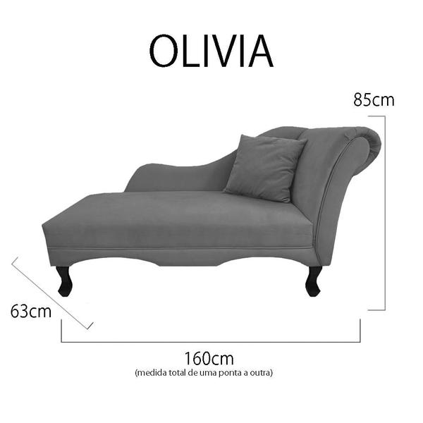 Imagem de Recamier Divã Sofá Estofado Direito De Quem Senta Olivia Suede Cinza - MB Decor