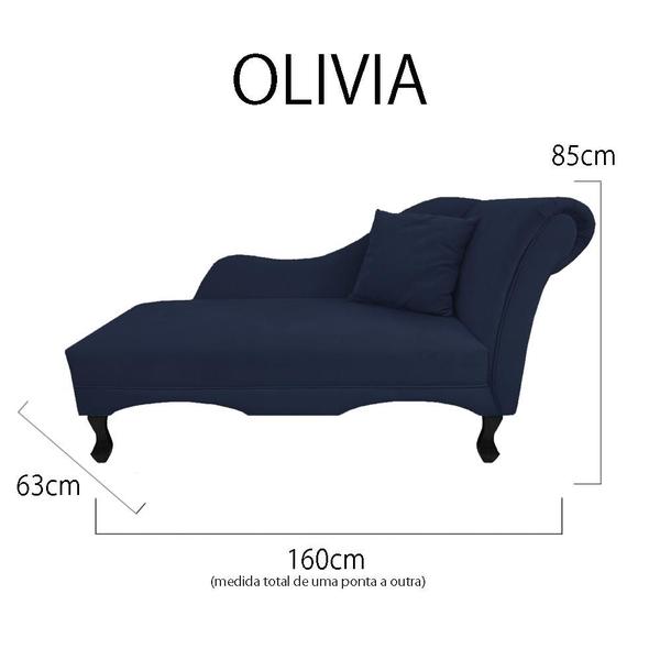 Imagem de Recamier Divã Sofá Estofado Esquerdo De Quem Senta Olivia Corano Azul Marinho - DL Decor