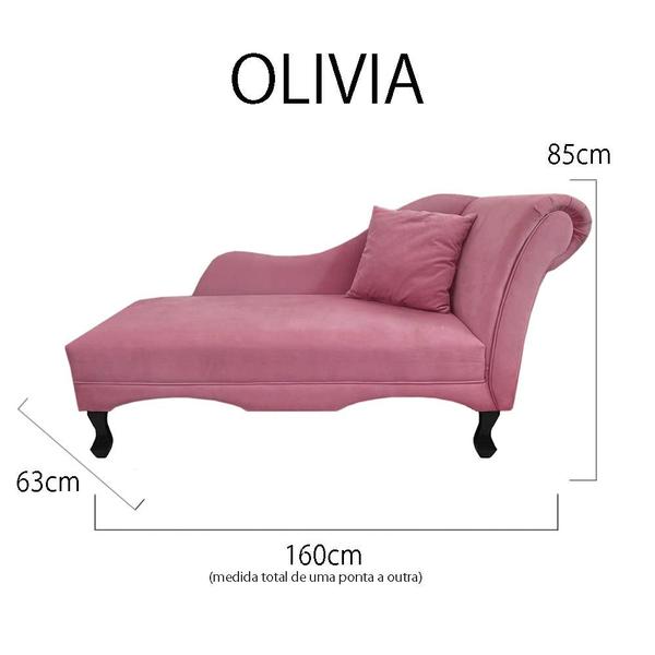 Imagem de Recamier Divã Sofá Estofado Esquerdo De Quem Senta Olivia Suede Rosa Barbie - DL Decor