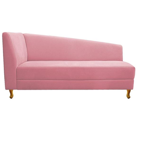 Imagem de Recamier Divã Valéria 140cm Lado Direito Suede Rosa Bebê- Amarena Móveis