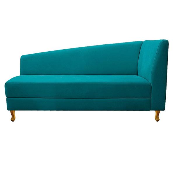 Imagem de Recamier Divã Valéria 185cm Lado Esquerdo Suede Azul Turquesa - Amarena Móveis