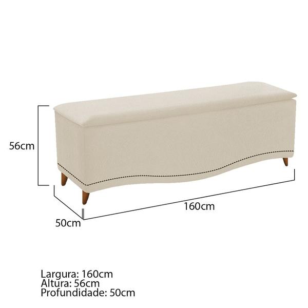 Imagem de Recamier Divã Yasmim Baú 160 cm Estofado 2 Lugares Queen Size Para Sala de Estar Quarto Suede Bege - Amarena