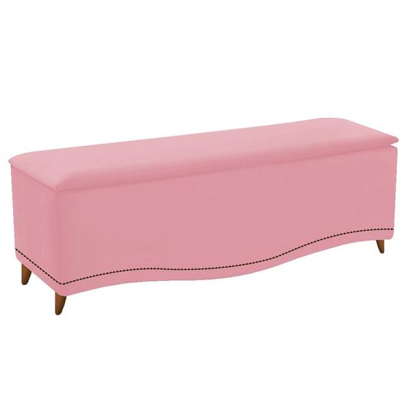 Imagem de Recamier Divã Yasmim Baú 160 cm Estofado 2 Lugares Queen Size Para Sala de Estar Quarto Suede Rosa Bebê - Amarena