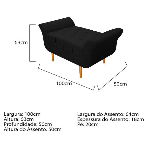 Imagem de Recamier Estofado Ari 100 cm Solteiro Sintético Preto - Amarena Móveis