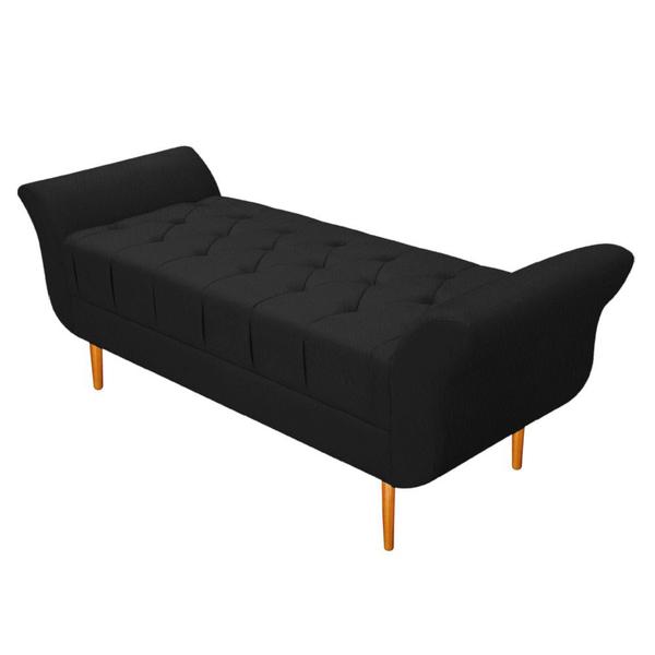 Imagem de Recamier Estofado Ari 140 cm Casal Suede Preto - ADJ Decor