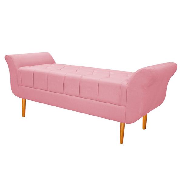 Imagem de Recamier Estofado Ari 140 cm Casal Suede Rosa Bebê - ADJ Decor