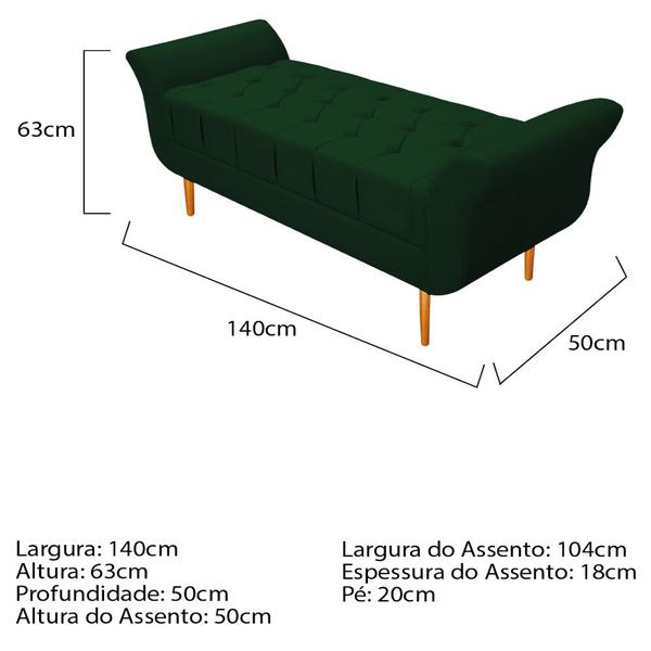 Imagem de Recamier Estofado Ari 140 cm Casal Suede Verde - ADJ Decor