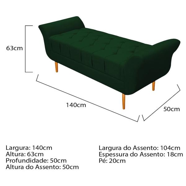 Imagem de Recamier Estofado Ari 140 cm Casal Suede Verde - Amarena Móveis