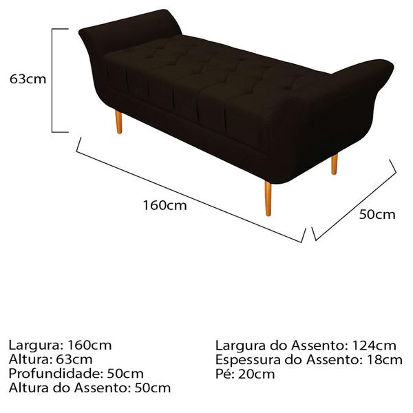 Imagem de Recamier Estofado Ari 160 cm Queen Size Corano Marrom - Doce Sonho Móveis